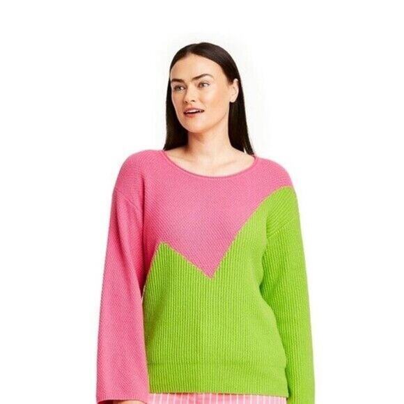 Victor Glemaud x Target Pink Green Colorblock Pullover Sweater SZ XS - Picture 1 of 9